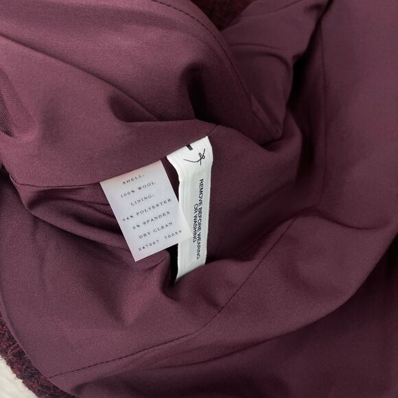 Ann Taylor Wool Tweed Snap Funnel Neck Coat Red 3/4 Sleeve Lined Womens 10 - Picture 7 of 7